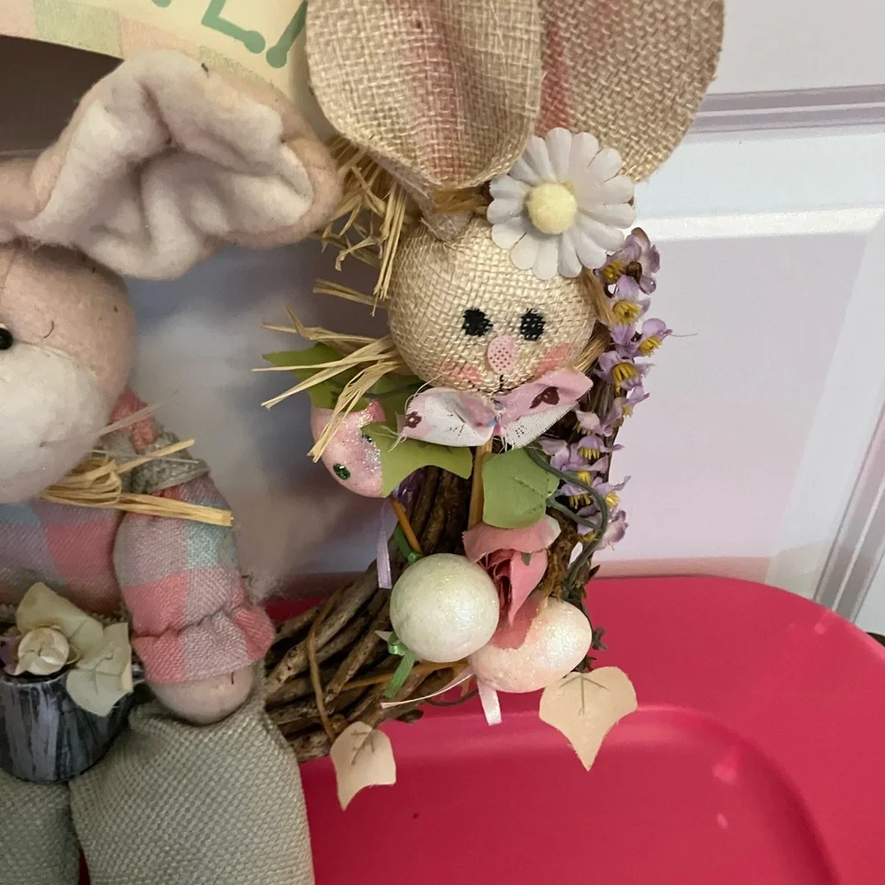 Easter Bunny Wreath with Pastel Accents